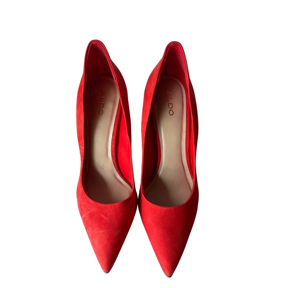 Aldo Red Suede‎ Pointed Toe Stiletto Pumps Heels Size 8.5 Made in Brazil